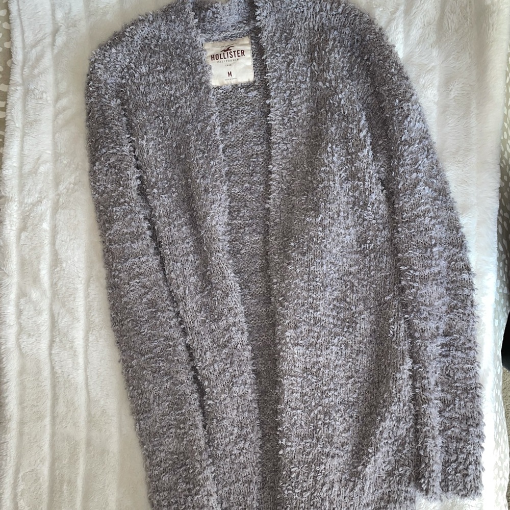 Gray Hollister Sherpa Cardigan